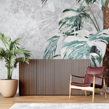 Entryway transformed with luxury Monstera marble wallpaper design