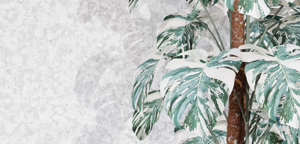 Monstera leaf and marble wallpaper design file showing intricate pattern details