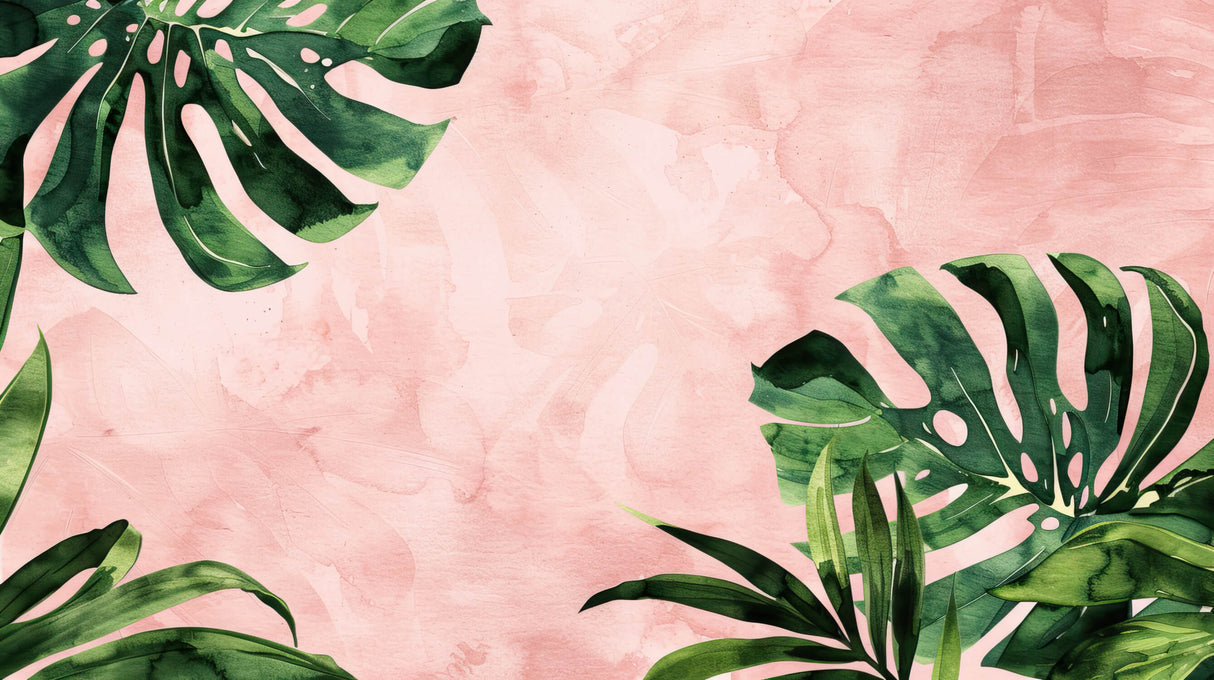 Monstera leaf design file showing detailed pink and green botanical pattern