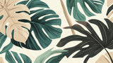 Monstera leaf wallpaper design file showing detailed tropical pattern in beige and green tones