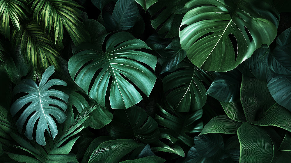 Tropical Monstera wallpaper design file showing detailed dark green leaves pattern
