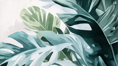 Monstera leaf wallpaper design file showing detailed tropical pattern on white background