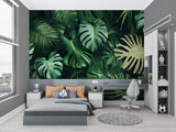 Botanical wall mural adding depth to dining room