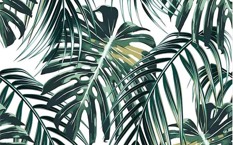 Monstera leaf wallpaper design file showing detailed tropical pattern and rich green tones