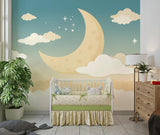 Dreamy Moon Wallpaper in reading nook with comfortable chair