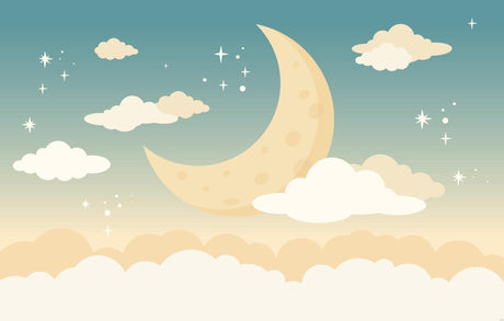 Moon and Stars Wallpaper design file showing detailed pattern of night sky with golden moon