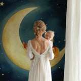 Moon fox nursery wallpaper creating a cozy atmosphere in a modern nursery with neutral furniture