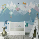 Kids bedroom featuring Mountain Adventure Mural with aircraft and peaks