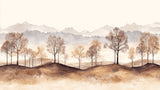 Mountain Forest Wallpaper design file showing full misty beige landscape pattern
