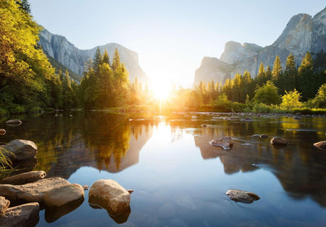 Mountain lake sunrise design file showing intricate detail and natural color palette