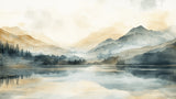 Mountain lake watercolor design file showing intricate details and true colors