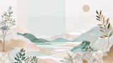 Mountain lake watercolor design file showing detailed pastel tones and artistic brushstrokes