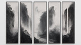 Mountain Mist Tapete | Schwarz-Weiß Wasserfall Szene