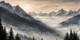 Mountain mist forest design file showing full pattern and misty landscape detail