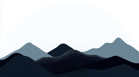 Mountain wall mural design file showing abstract blue wave pattern and geometric peaks