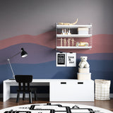 Modern mountain wallpaper design showcased in a stylish meditation room setting