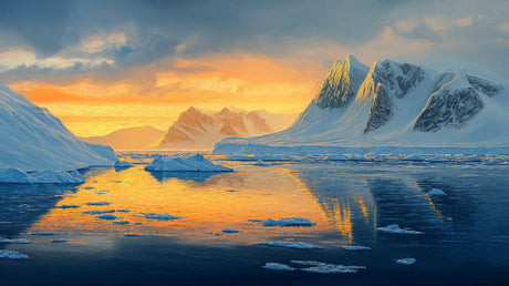 Arctic mountain wallpaper design file showing detailed sunset colors and peak formations