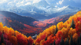 Mountain and autumn forest valley panorama design file showing full pattern detail