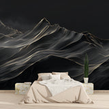 Modern mountain wallpaper installed in contemporary hallway