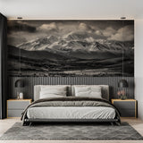 Scenic mountain wallpaper making a statement in an office space