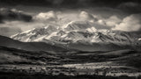 Mountain landscape design file showing detailed peaks and dramatic sky pattern