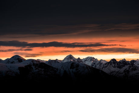 Mountain sunset wallpaper design file showing full pattern of snow-capped peaks