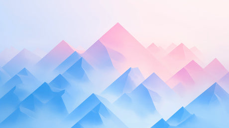 Mountain Mural Wallpaper design file showing geometric pastel peaks pattern with pink and blue gradients