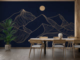 Mountain line art mural adding sophistication to dining room walls