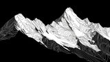 Mountain line art wallpaper design file showing precise black and white peak pattern