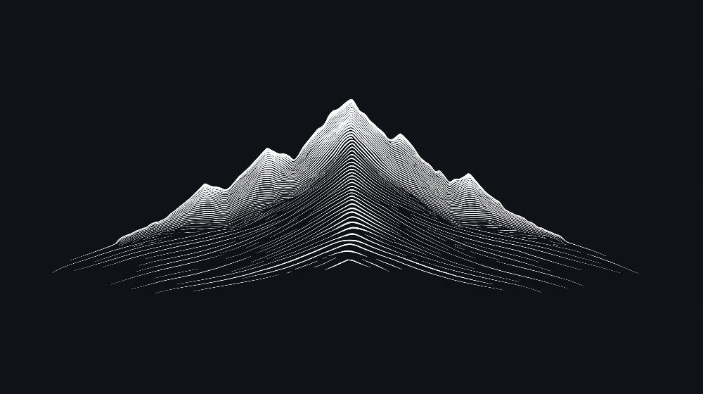 Black and white mountain wall mural design file showing geometric line art pattern