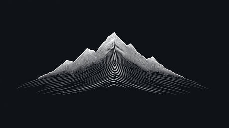 Black and white mountain wall mural design file showing geometric line art pattern