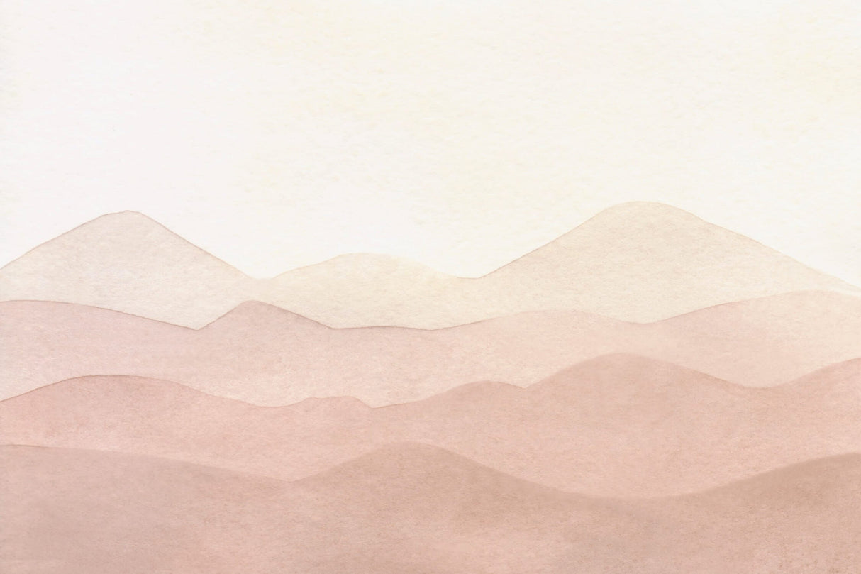 Mountain landscape wallpaper design file showing full pattern and neutral color palette