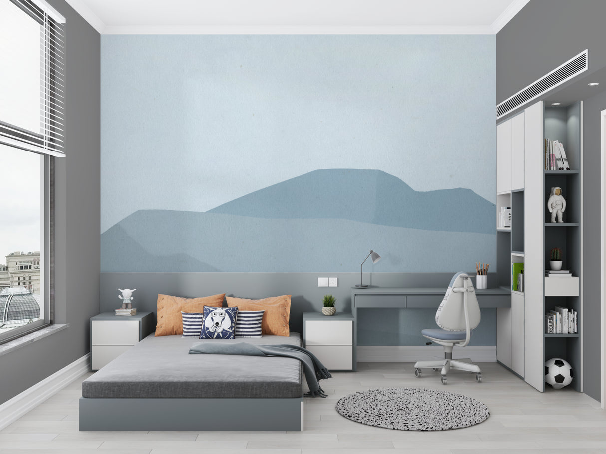 Minimalist mountain design transforming a home office with clean lines