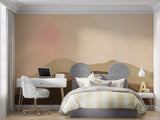 Desert landscape wall mural adding warmth to dining room setting