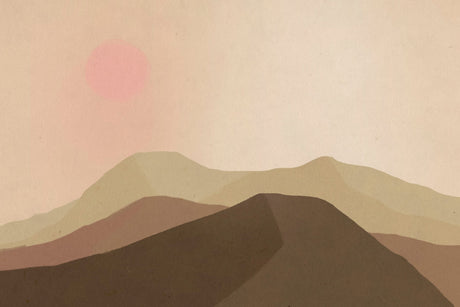 Design file showing full desert mountain landscape pattern with gentle sunset gradient
