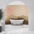 Desert Mountain Wallpaper creating depth in modern living room with minimal furniture