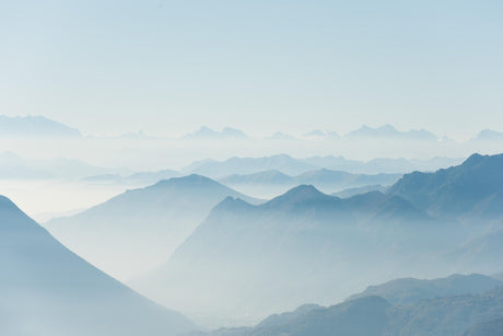 Mountain wallpaper design file showing full misty blue watercolor pattern