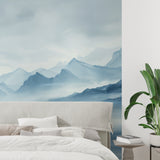 Mountain vista wallpaper adding serenity to home office space
