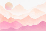 Pink sunset mountain range design file showing intricate watercolor detail pattern