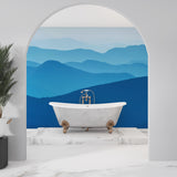 Mountain mural creating focal point in meditation room