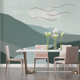 Green mountain wallpaper mural making home office feel peaceful and open