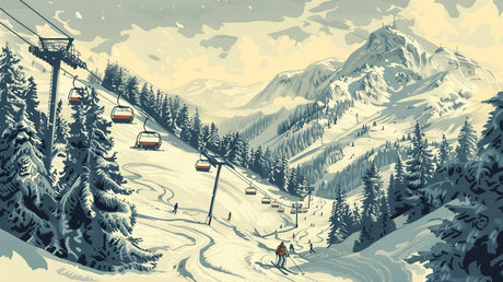 Mountain landscape wallpaper design file showing detailed winter ski resort pattern