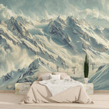Alpine peaks mural wallpaper transforming home office with mountain views
