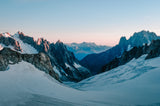 Design file showing full Alpine sunset mountain range pattern with snow-capped peaks