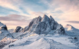 Design file showing detailed snowy mountain peaks and sunset sky pattern