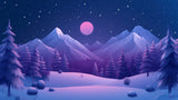 Mountain landscape design file with pink moon and starry night pattern
