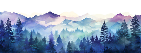 Mountain range wallpaper design file showing full watercolor pattern and details