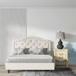 Mountain landscape wallpaper creating depth in modern living room with minimal furniture