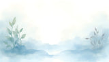 Mountain landscape wallpaper design file showing full pattern with soft blue watercolor peaks