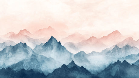 Watercolor mountain sunrise design file showing intricate peak details and color transitions